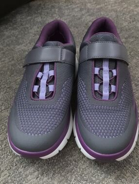 Alegria Women's Gray and Purple Slip-On Athletic Shoes